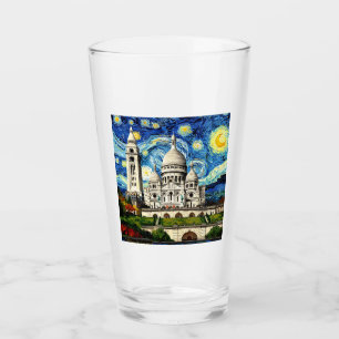 Sacre-Coeur Paris France Starry Night Glass