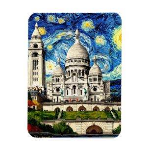 Sacre-Coeur Paris France Starry Night Magnet