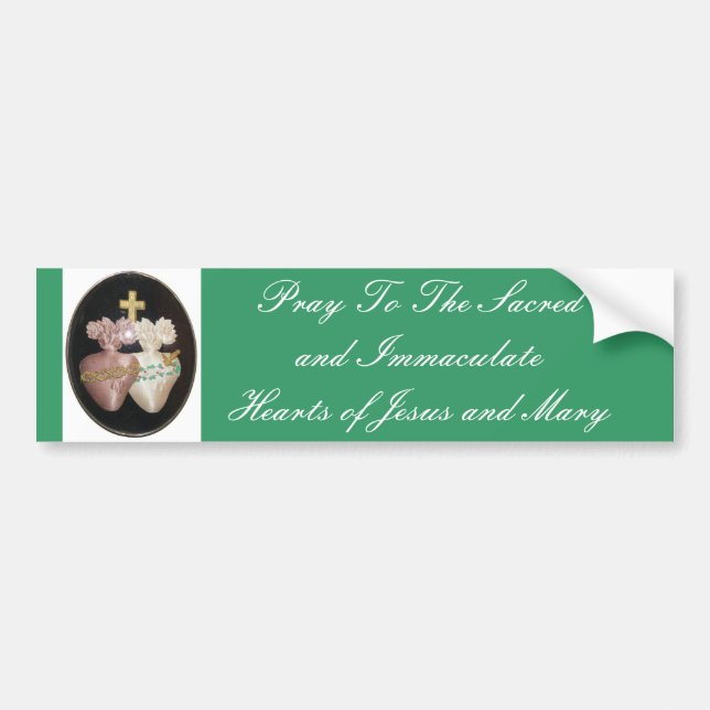 SACRED AND IMMACULATE HEARTS BUMPER STICKER (Front)