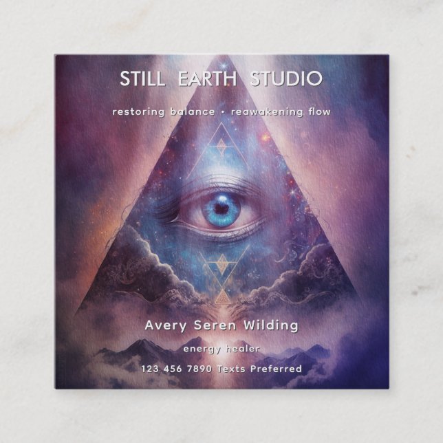 Sacred Axis | Third Eye Design Square Business Card (Front)