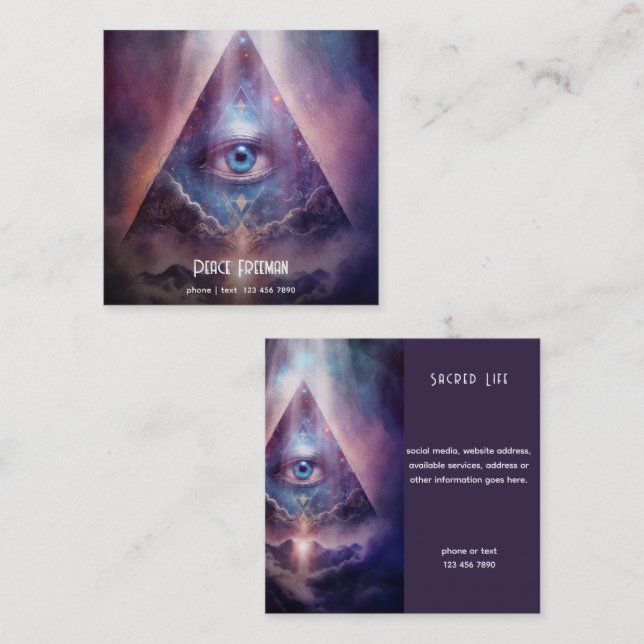 Sacred Axis | Third Eye Design Square Business Card (Front/Back)