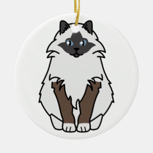Sacred Birman Cat Cartoon Ceramic Tree Decoration