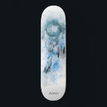 *~* Sacred Boho Tribal Shamanic Dream Catcher Skateboard<br><div class="desc">* Western BOHO American Watercolor Abstract Dream Catcher Journey with lovely Feathers as a Shamanic symbol for a Native American Spiritual Healer or BOHEMIAM design. * . *** The colours are mostly deep DENIM AND SLATE BLUE on WHITE. This spirit based esoteric popular boho creative abstract modern dreamcatcher and feathers...</div>