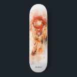 *~* Sacred Boho . Tribal Shamanic Dream Catcher Skateboard<br><div class="desc">* Western BOHO American Watercolor Abstract Dream Catcher Journey with lovely Feathers as a Shamanic symbol for a Native American Spiritual Healer or BOHEMIAM design. * . *** The colours are mostly deep PEACH ORANGE RED GRAY SALMON on WHITE. This spirit based esoteric popular boho creative abstract modern dreamcatcher and...</div>
