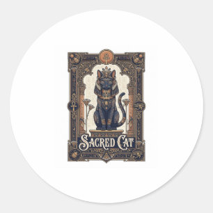 Sacred Cat Cat Ancient Egypt Vintage Vector Art Sh Classic Round Sticker