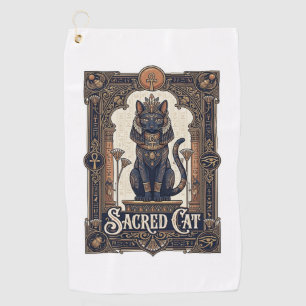 Sacred Cat Cat Ancient Egypt Vintage Vector Art Sh Golf Towel