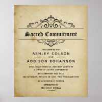 "Sacred Commitment" Antique Wedding Certificate