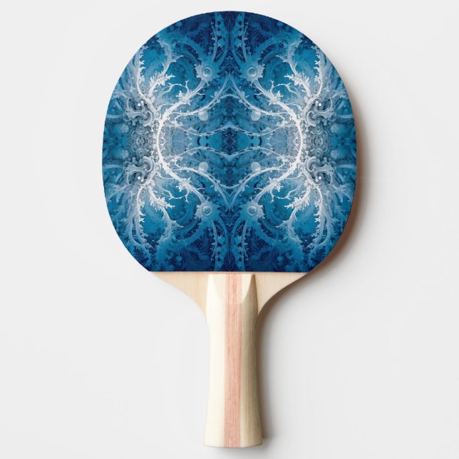 Sacred Cosmic Flow - Blue Silver Symmetry Ping Pong Paddle (Front)