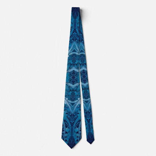 Sacred Cosmic Flow - Blue Silver Symmetry Tie (Front)