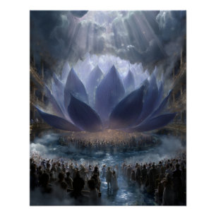 Sacred Cosmic Lotus in Celestial Light Poster