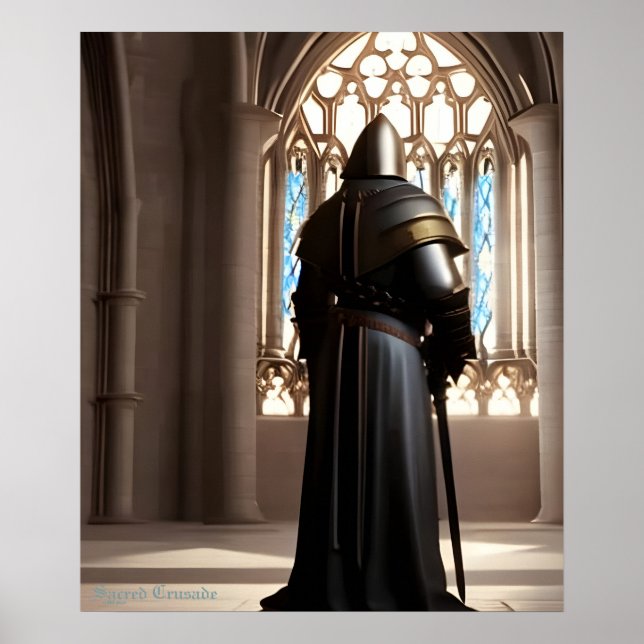Sacred Crusade AI Fantasy Digital Art Print Knight (Front)
