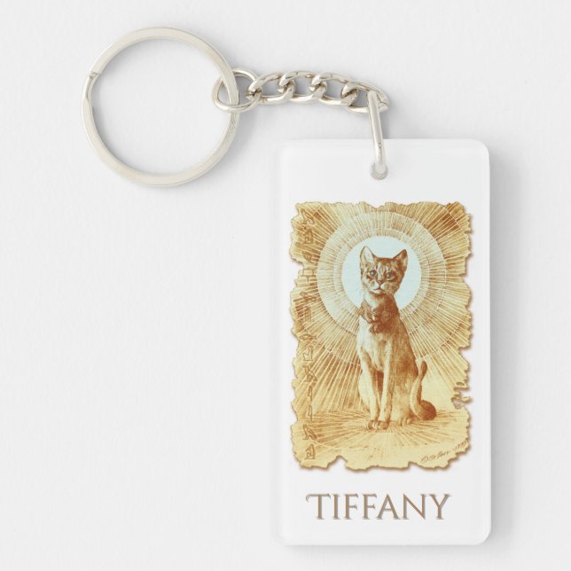 Sacred Egyptian Royal Cat Personalised  Key Ring (Front)