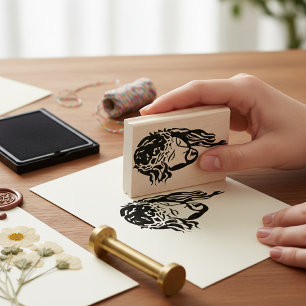 Sacred Embrace - Jesus Crown of Thorns Wood Art Rubber Stamp