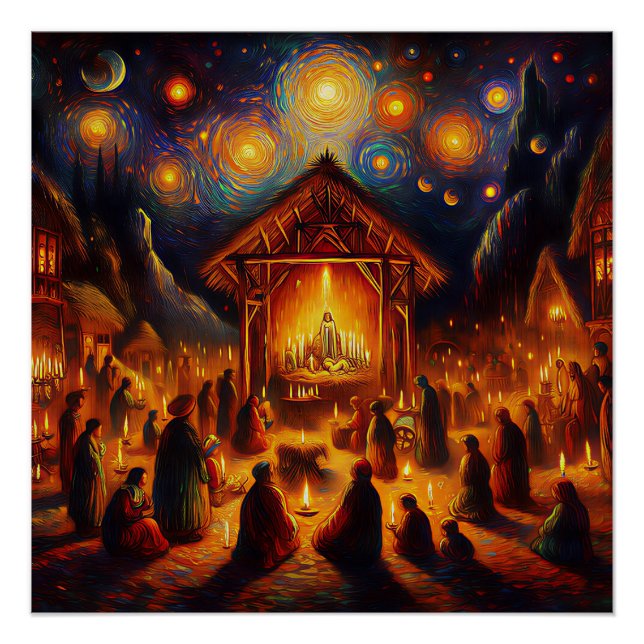 Sacred Fire Beneath the Starry Night Poster (Front)