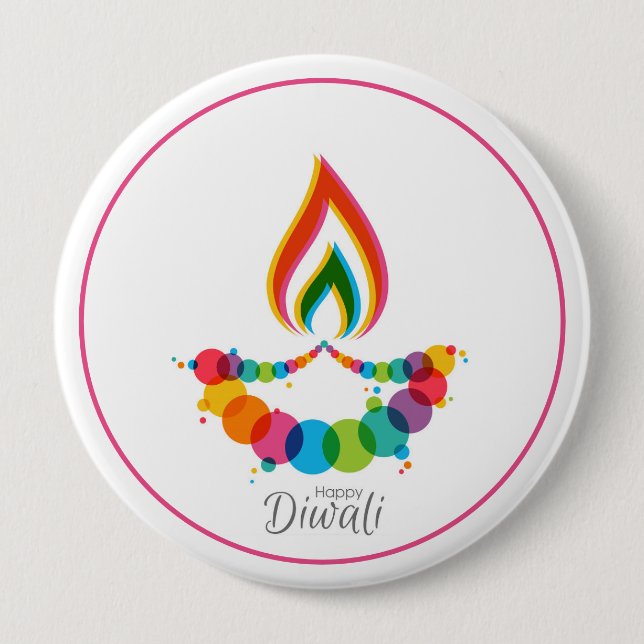 Sacred Flame Rising Diwali 10 Cm Round Badge (Front)