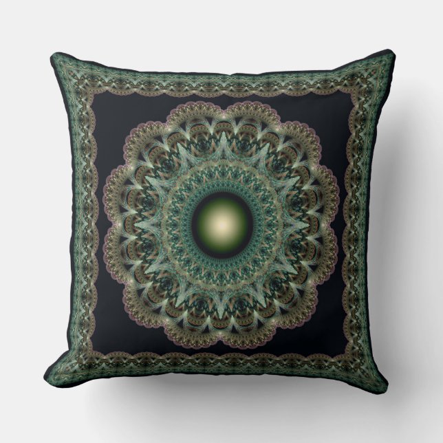 Sacred fractal fairy framed pattern cushion (Front)