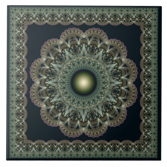 Sacred fractal fairy framed pattern tile (Front)