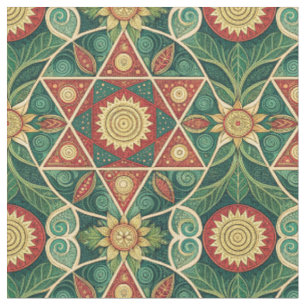 Sacred Geometric Floral Mandala Design Pattern Art Fabric