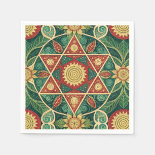 Sacred Geometric Floral Mandala Design Pattern Art Napkin