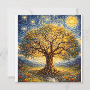 Sacred geometry art tree thank you card