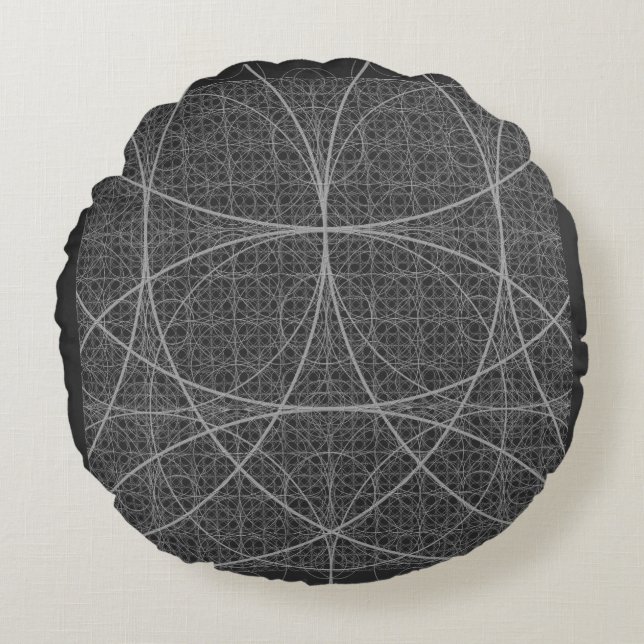 Sacred Geometry Circles Flower of Life Round Cushion (Front)