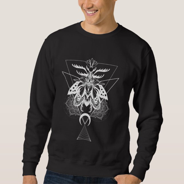 Sacred Geometry Death Moth Gothic Pagan Witchcraft Sweatshirt (Front)