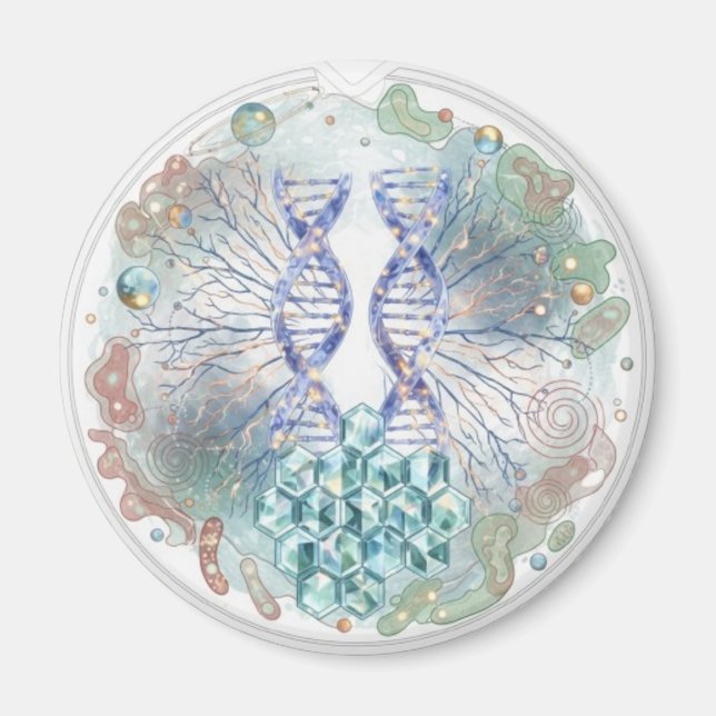 Sacred Geometry DNA Helix Crystal Science Art Magnet (Front)
