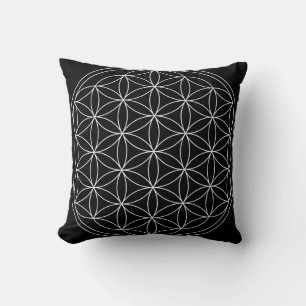 Sacred Geometry Flower of Life Black & White Cushion