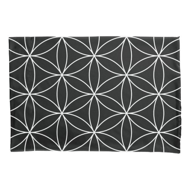 Sacred Geometry : Flower of Life Black & White Pillowcase (Front)