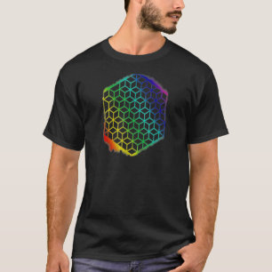 Sacred Geometry Flower Of Life Cubes Mandala Patte T-Shirt