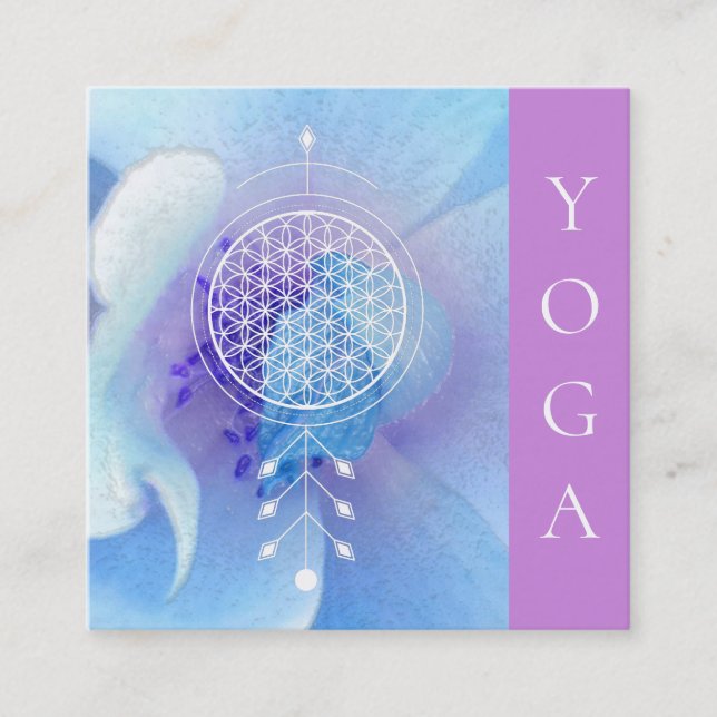 *~*  Sacred Geometry Flower of Life  Reiki Yoga Square Business Card (Front)