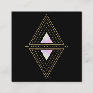 *~* Sacred Geometry Geometric 2 Gold Triangles Square Business Card