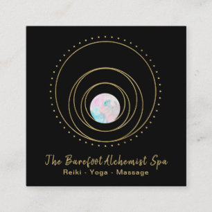*~* Sacred Geometry Gold Geometric Boho Mandala Square Business Card