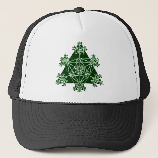 Sacred Geometry: Green Triangles: Trucker Hat (Front)