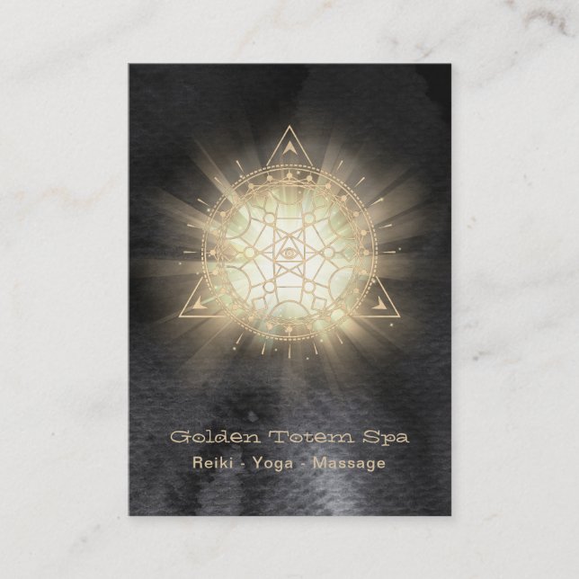 *~* Sacred Geometry - Light Rays Golden Totem Business Card (Front)
