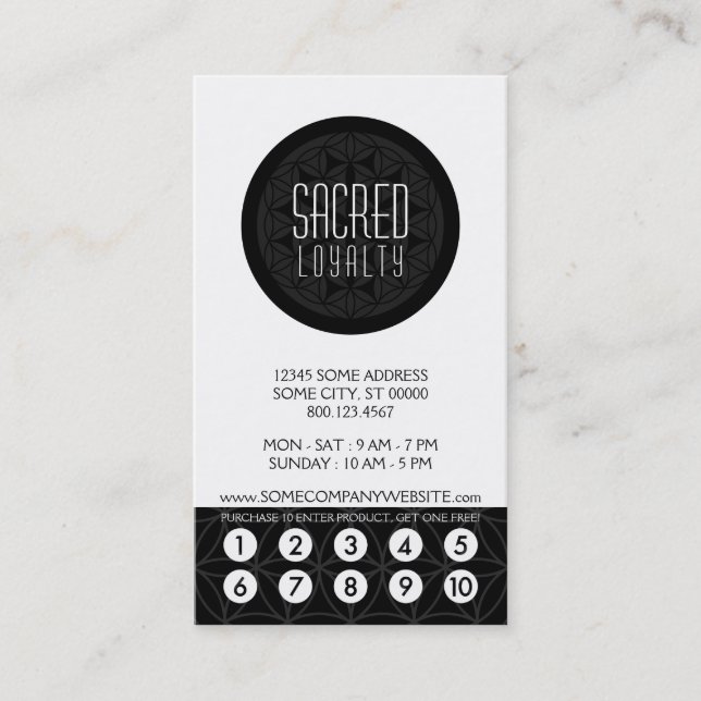 sacred geometry loyalty punch card (Front)