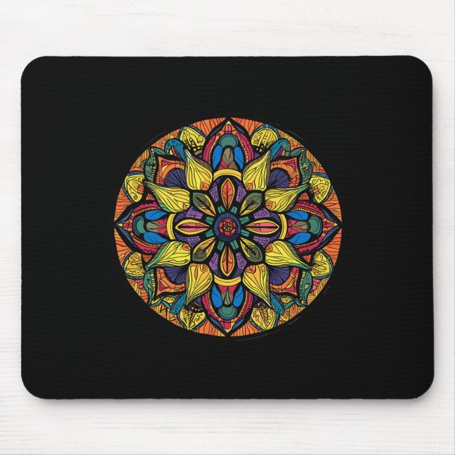 Sacred Geometry Mandala Abstract Floral Pattern  Mouse Pad (Front)