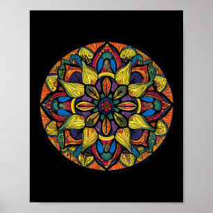 Sacred Geometry Mandala Abstract Floral Pattern  Poster