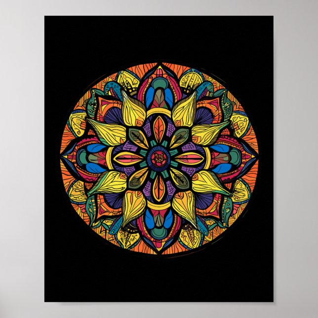 Sacred Geometry Mandala Abstract Floral Pattern  Poster (Front)
