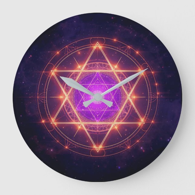 Sacred Geometry Mandala – Light Within the Cosmos Large Clock (Front)