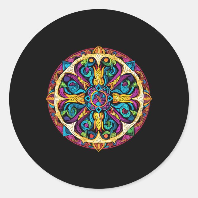 Sacred Geometry Mandala Pattern  Classic Round Sticker (Front)