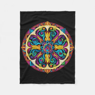 Sacred Geometry Mandala Pattern Fleece Blanket