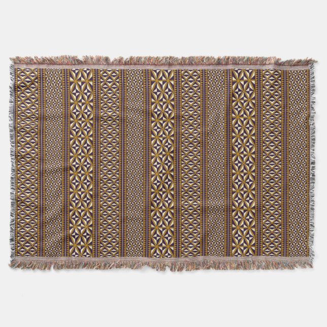 Sacred Geometry: Maori-Inspired Throw Blanket (Front)