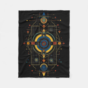 Sacred Geometry Metatron Abstract Art Aztec Spirit Fleece Blanket