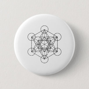 Sacred Geometry Metatrons Cube Psychedelic Vintage 6 Cm Round Badge