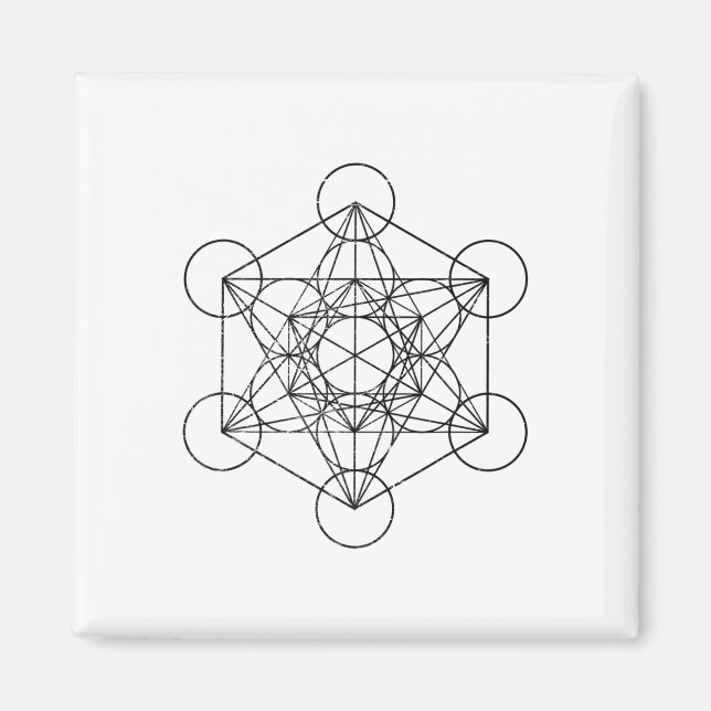 Sacred Geometry Metatrons Cube Psychedelic Vintage Magnet (Front)