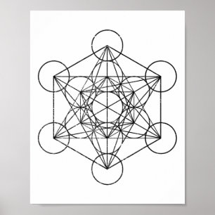 Sacred Geometry Metatrons Cube Psychedelic Vintage Poster