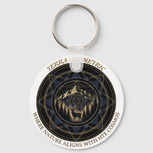 Sacred Geometry Nature Fusion • Mountains & Forest Key Ring