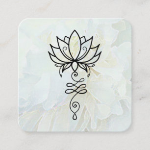 *~* Sacred Geometry Nirvana Reiki Floral Peony  Square Business Card