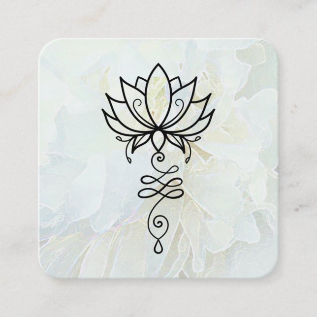 *~* Sacred Geometry . Nirvana Reiki Floral Peony  Square Business Card (Front)